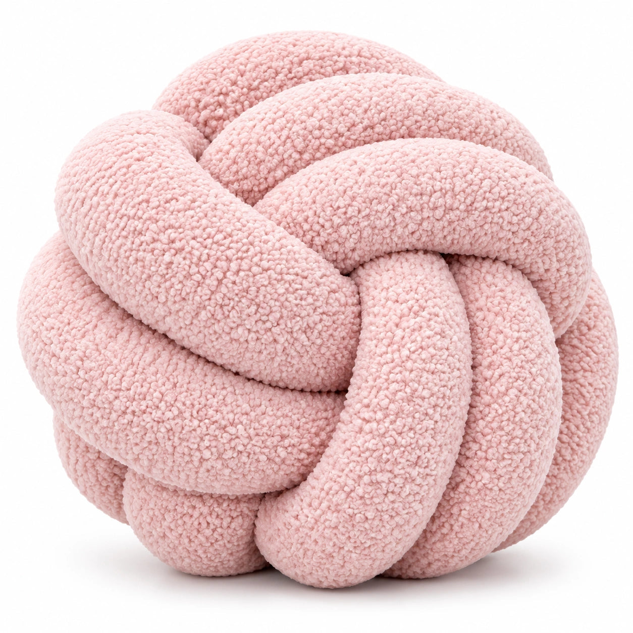 Knotenkissen 30 cm Bouclé Rosa geflochtenes Dekokissen