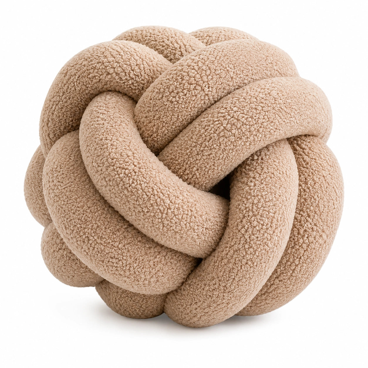 Knotenkissen 30 cm aus Bouclé-Textil Beige als Dekokissen