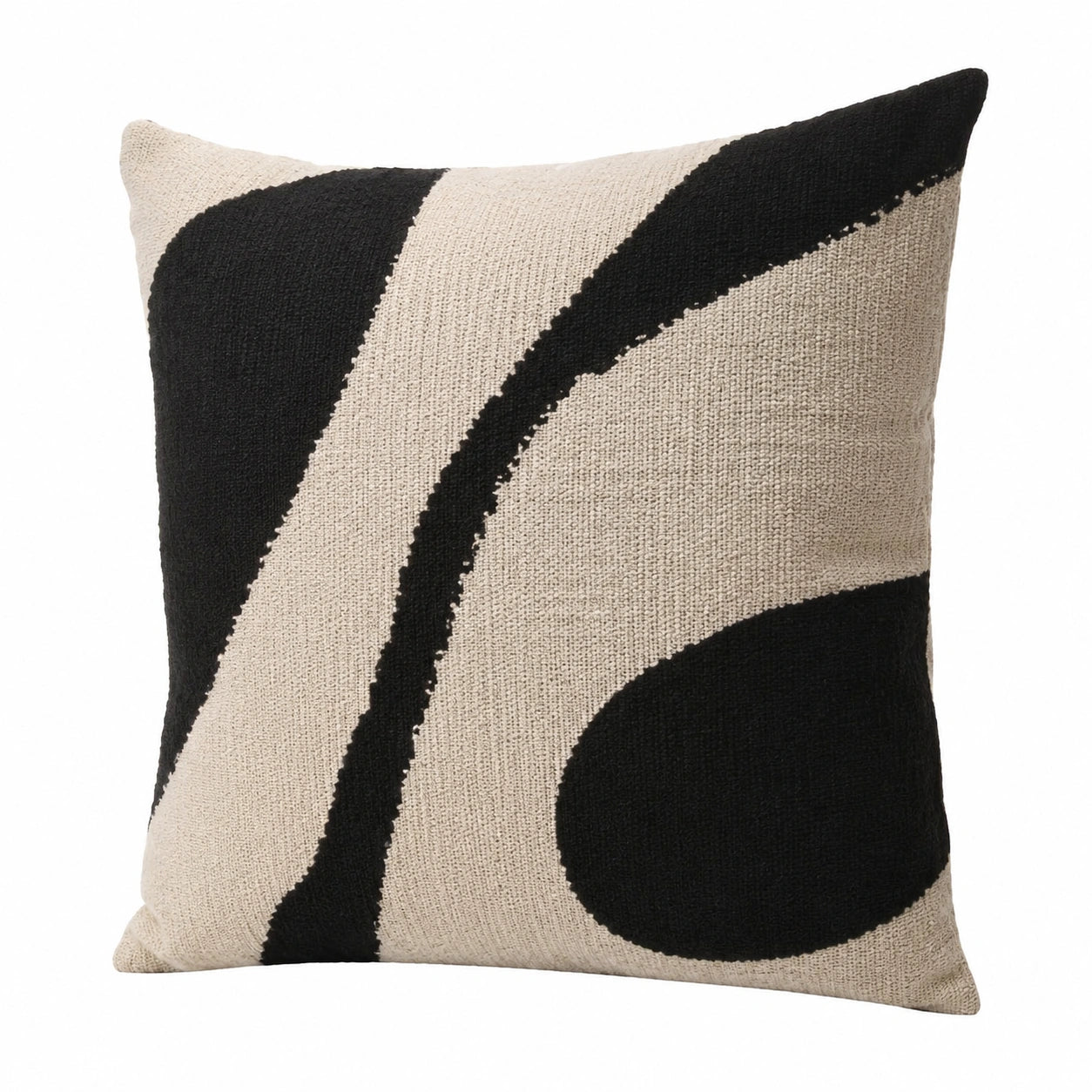 Dekokissen 45 x 45 cm Textil Schwarz Beige mit grafischem Muster