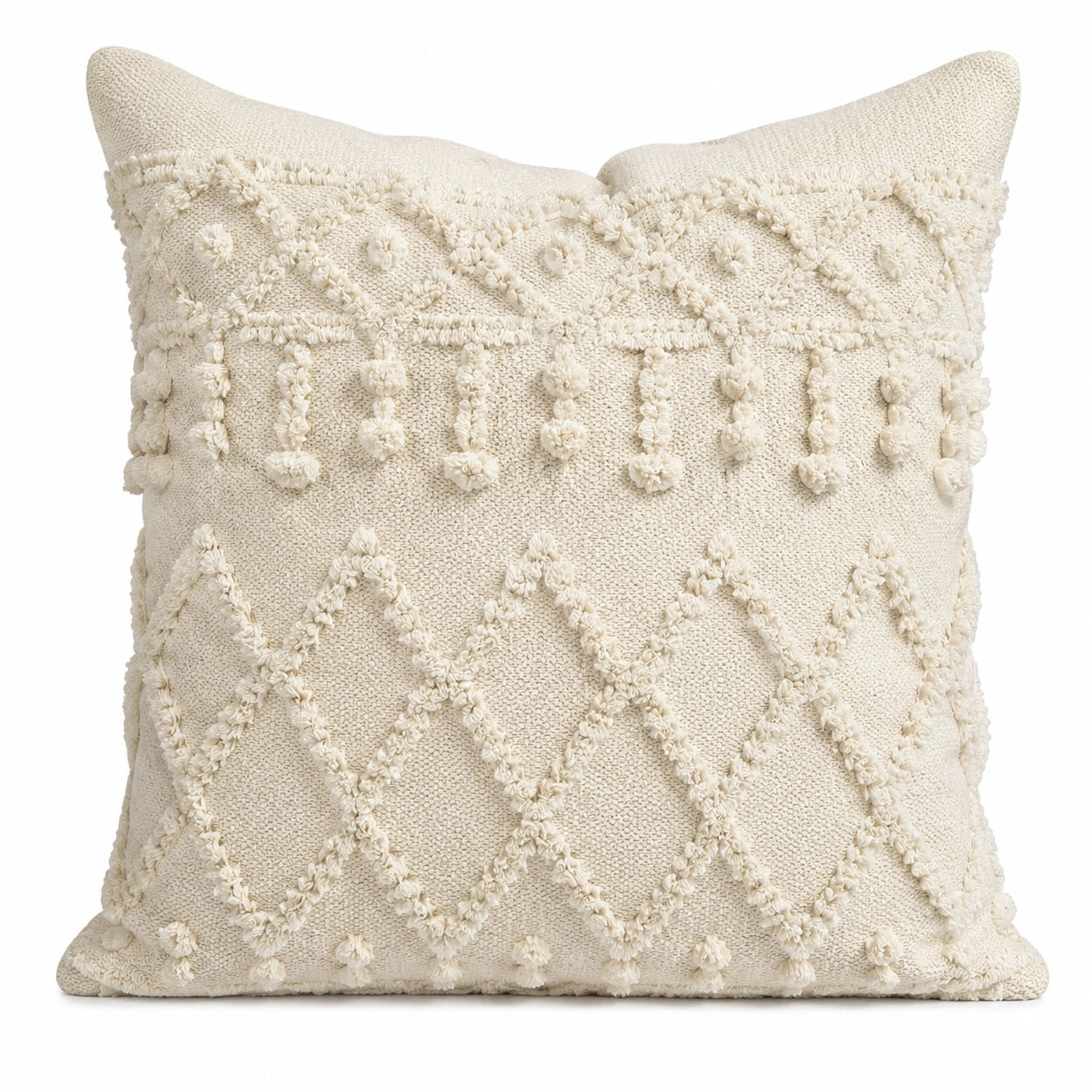 Dekokissen 45 x 45 cm Creme Textilbezug mit Strukturmuster