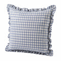 Dekokissen 45 x 45 cm Blau Weiß kariert mit Rüschen quadratisch