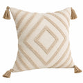 Dekokissen 45 x 45 cm Beige Textil mit Quasten und Reliefmuster
