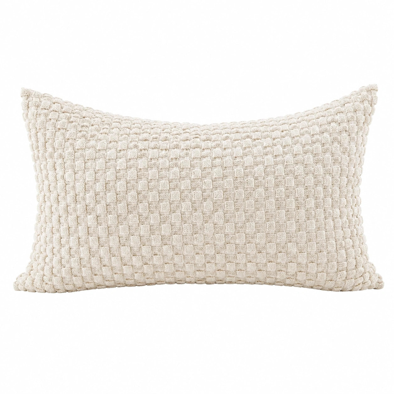 Dekokissen 50 x 30 cm Baumwolle Creme strukturiert für Wohnbereich