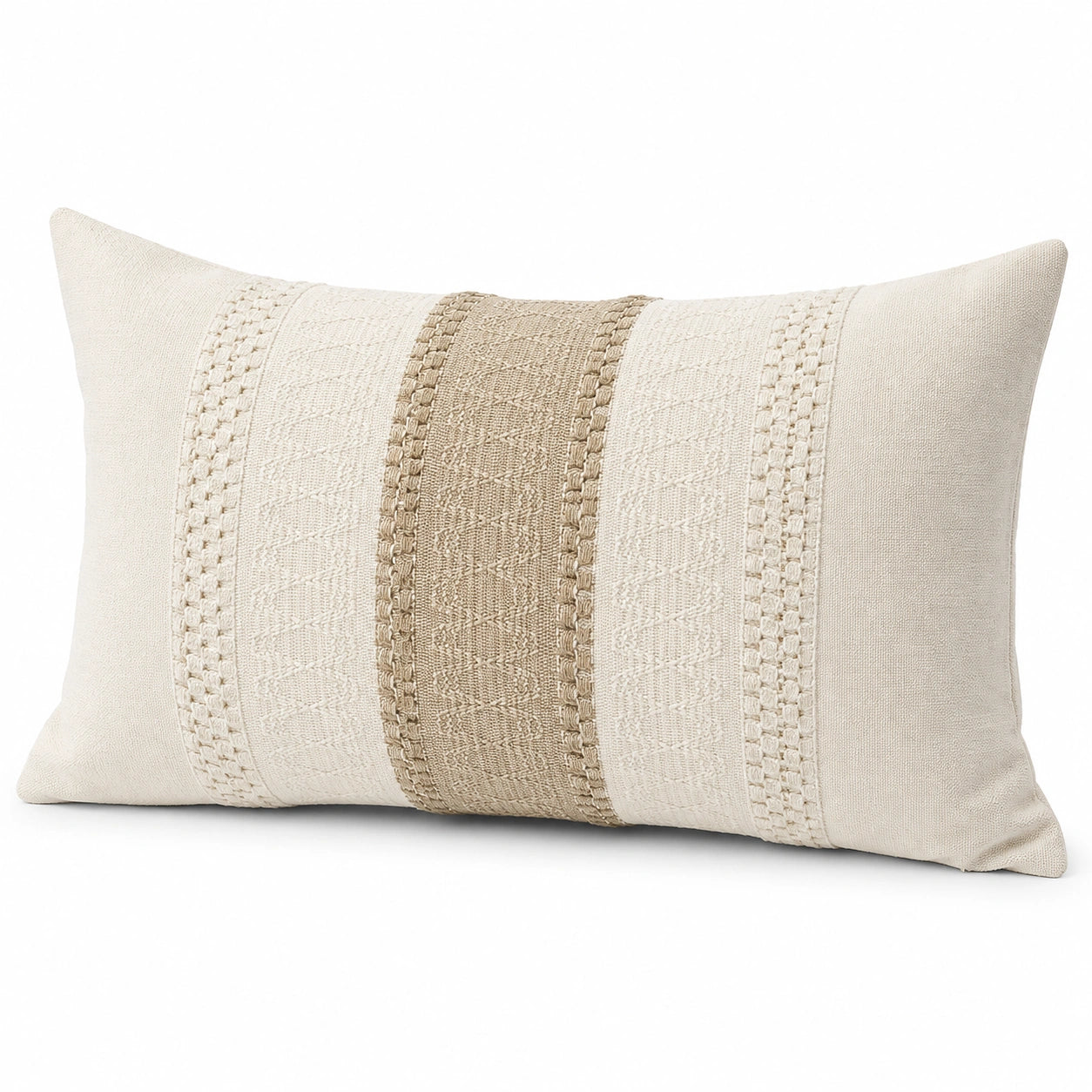 Dekokissen 50 x 30 cm Textil Beige Creme mit Strukturmuster