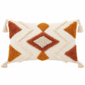 Dekokissen 50 x 30 cm Textil Creme Terrakotta Senf geometrisch mit Quasten