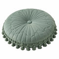 Rundes Dekokissen 45 cm Salbeigrün mit Samtoptik und Quasten