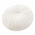Rundes Zierkissen 45 cm aus Teddyplüsch in Creme mit Steppoptik