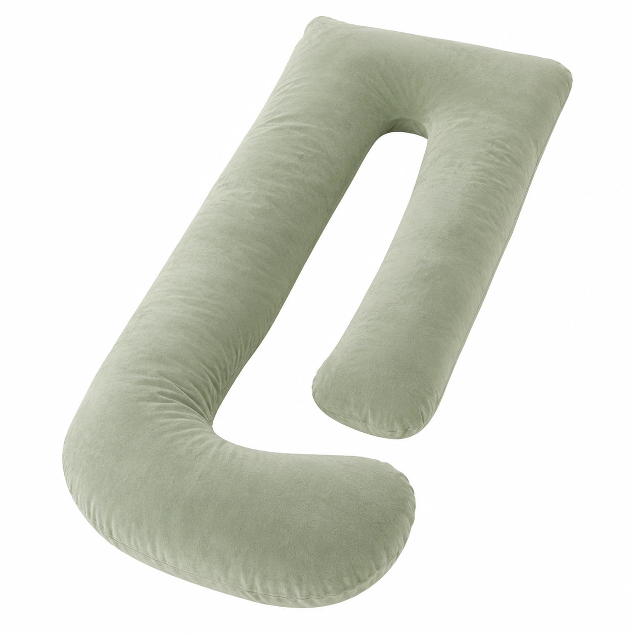 U-förmiges Körperkissen 130 cm - Textil Salbeigrün für Schlaf und Entspannung