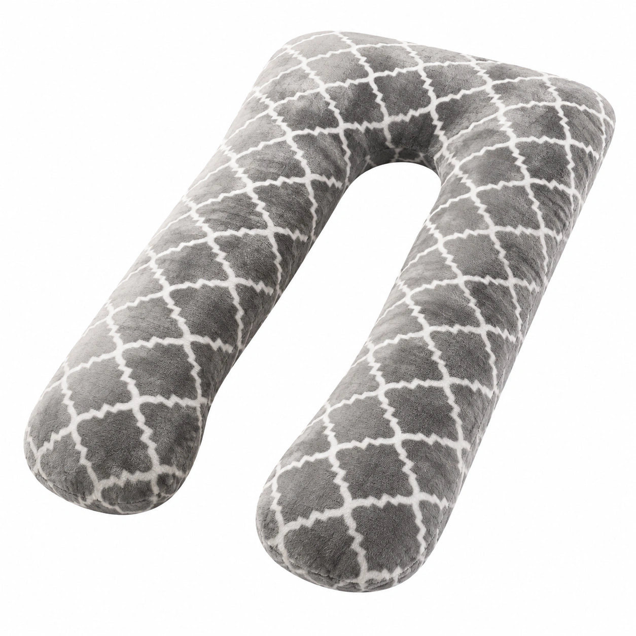 U-förmiges Seitenschläferkissen 130 cm Polyester Grau Weiß geometrisch weich