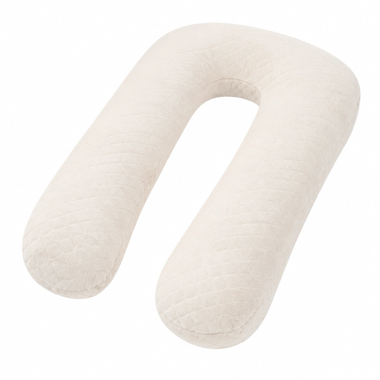 U-förmiges Schwangerschaftskissen 140 cm aus Textil in Creme für Schlaf und Lagerung