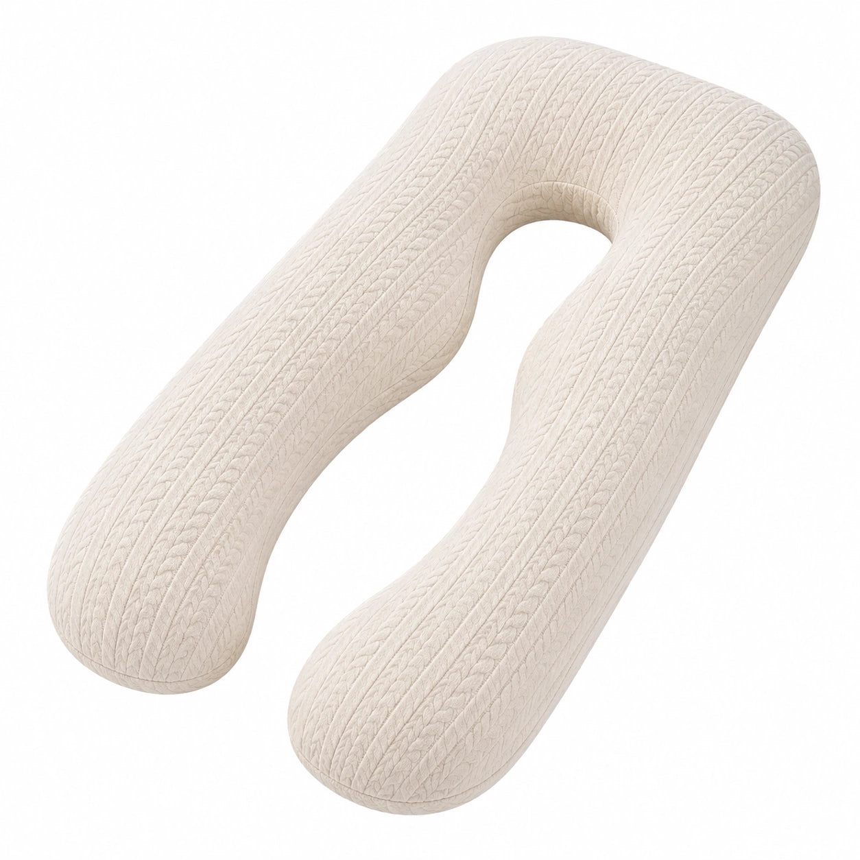 U-förmiges Körperkissen 140 cm - cremefarbener Textilbezug - stützendes Seitenschläferkissen